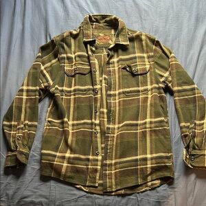 Orvis Green and Yellow Button up Flannel Shirt Jacket